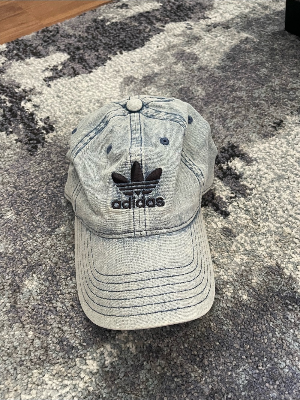 adidas Light Wash Denim Trefoil Cap with Black Logo